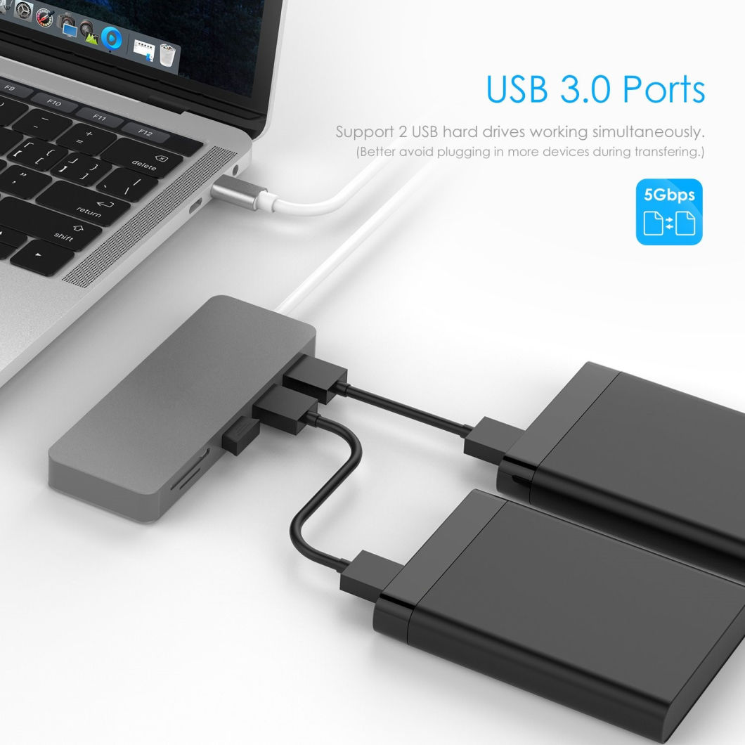 5 in 1 USB C Hub Multi Function Adapter for MacBook PRO