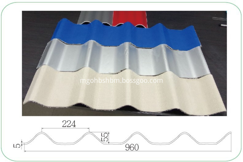 High Strength Fireproof PET MgO Roofing Sheets 