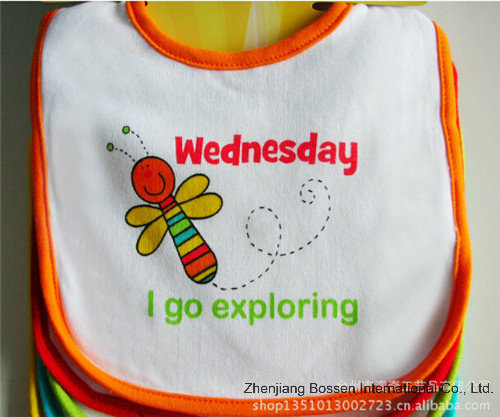 Custom Made Customized Design Printed Cotton Terry Cute Cheap Infant Drooler Bibs