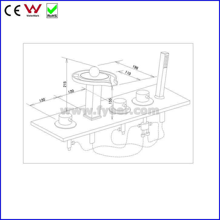 Deck Mounted China Bath&Shower Faucet LED Bathtub Faucet (FD15304F)