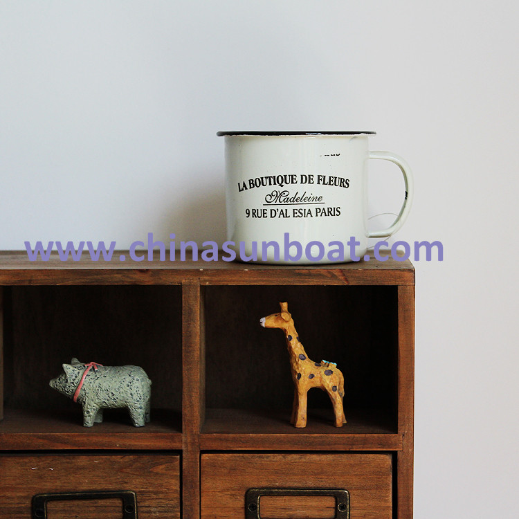 Sunboat Water Cup, Enamel Cup/ Milk Coffee Cup Kitchenware/ Kitchen Appliance Tableware