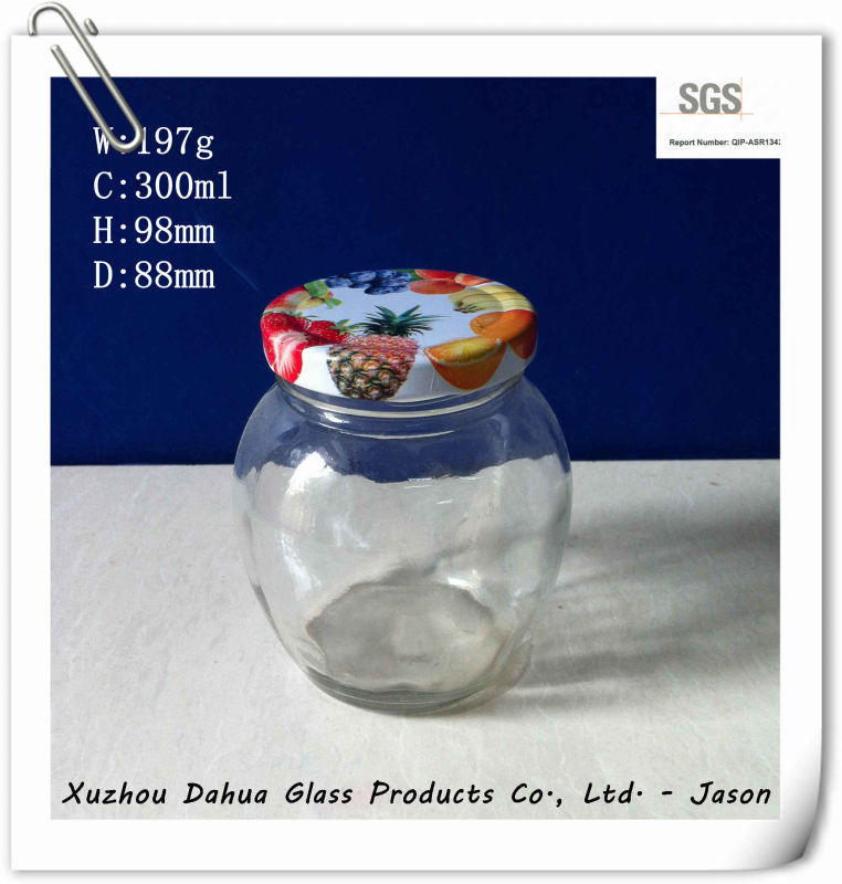 300ml Round Shape Glass Sauce Jar with Tin Lid