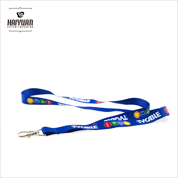 Blue Sublimation Printing Lanyard with Metal Hook