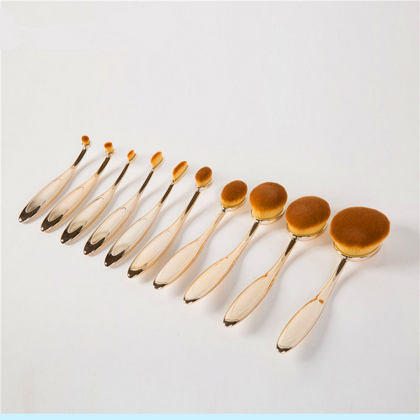 Rose Gold Private Label 10PCS Oval Tooth Makeup Brush Set