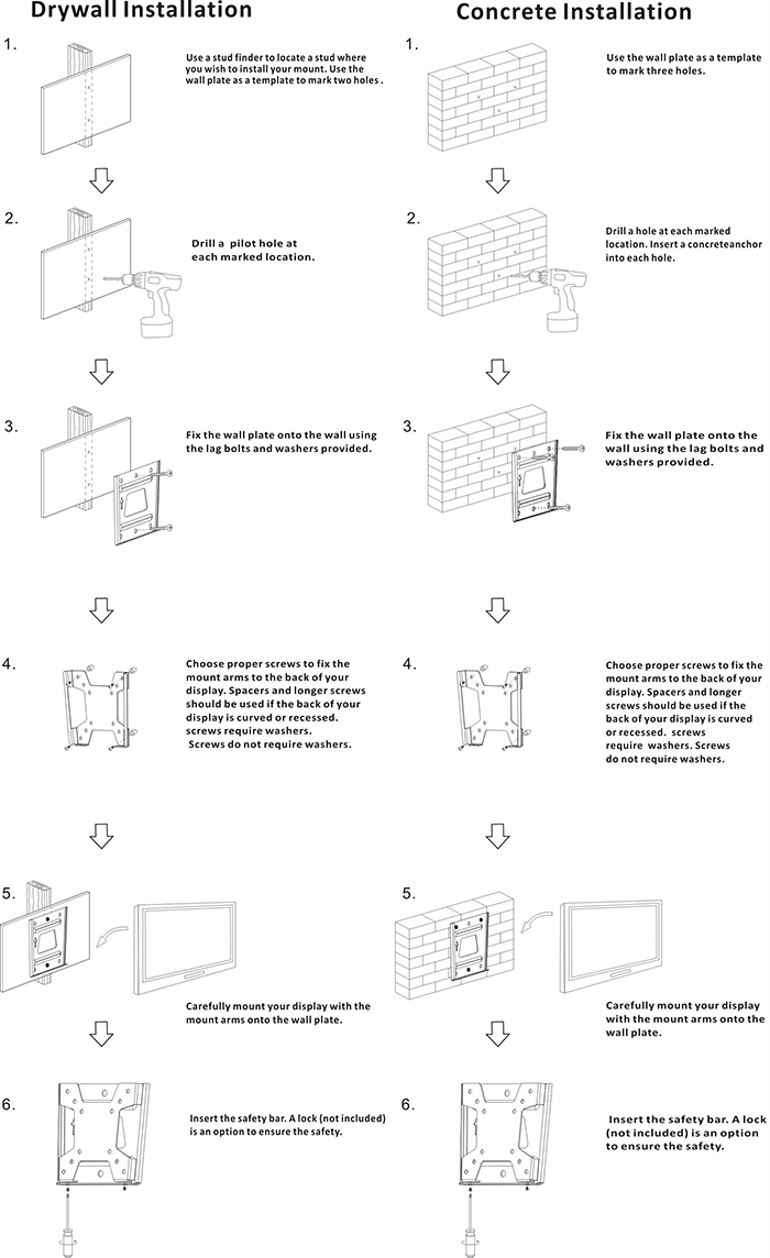 TV Modern Style Steel Rack Fixed Wall Mount