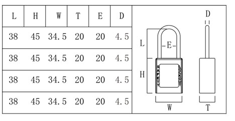 Safety Manufacturer Slim Nylon Shackle Safe Lock Padlocks (4.5mm dia)