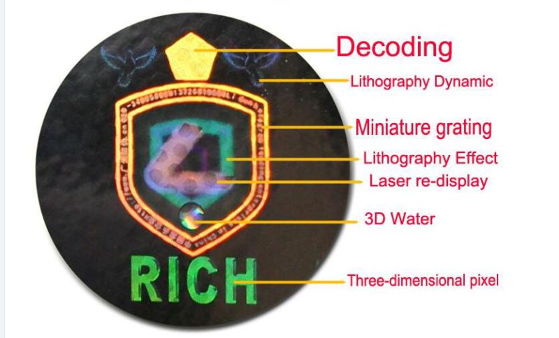 Anti-Counterfeiting Holographic Paper Circular Label Sticker Holographic Label - Laser 3D Logo