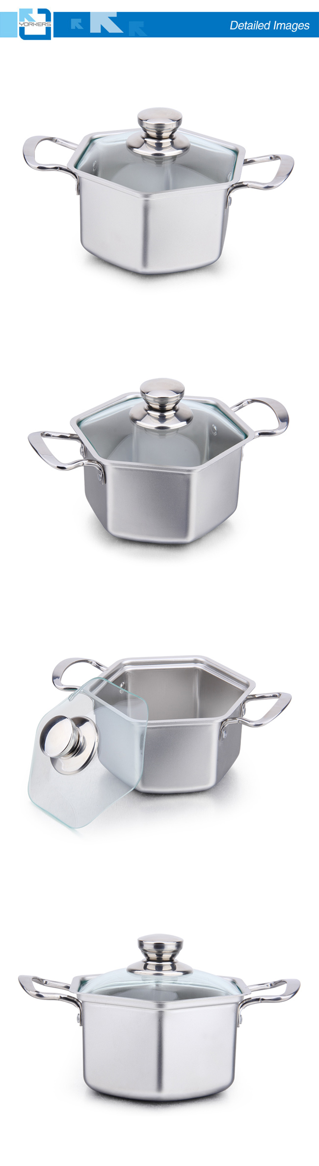 304 18/8 Stainless Steel Hexagon Stock Pot & Soup Pot