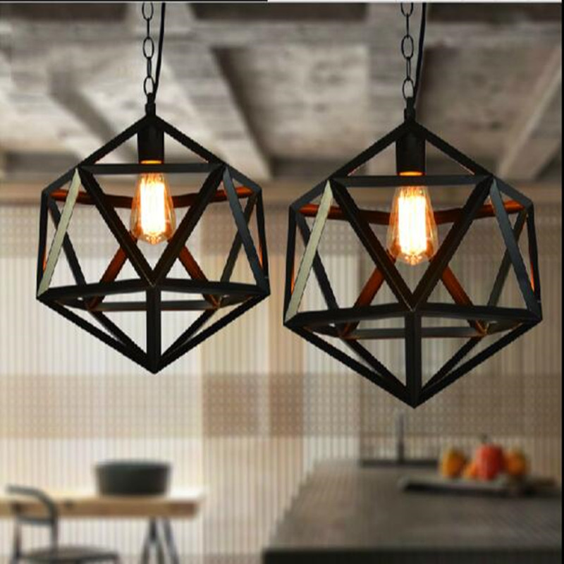 Antique Black Metal Brid Cage Pendant Lamp for Livingroom