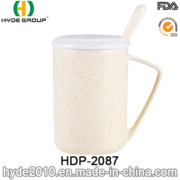 2016 Hot Sales Ceramic Coffee Mug with Lid and Spoon for Promotion Gift (HDP-2087)