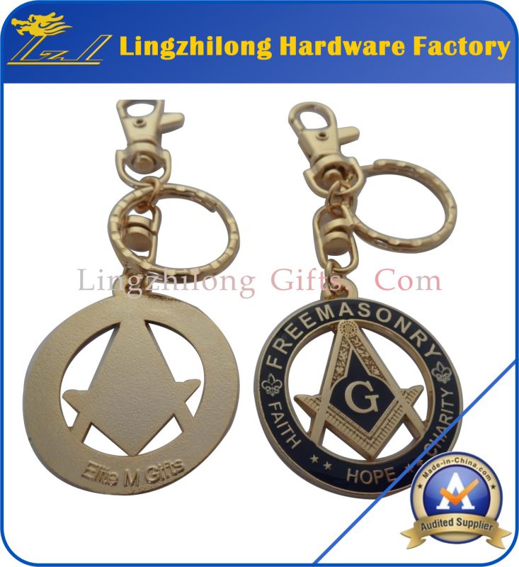Soft Enamel with Epoxy Masonic Keychain