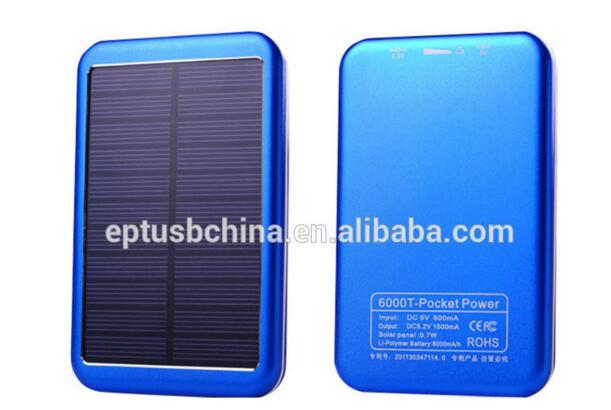 5000mAh Waterproof Solar Power Bank Alluminum Solar Mobile Charger