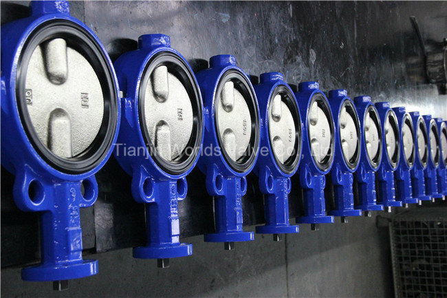 Rubber Liner Wafer Butterfly Valve with 2 PCS Split Body