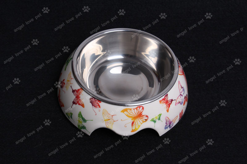 Fashion Design Melamine Bowl with Stainless Steel Pet Bowl