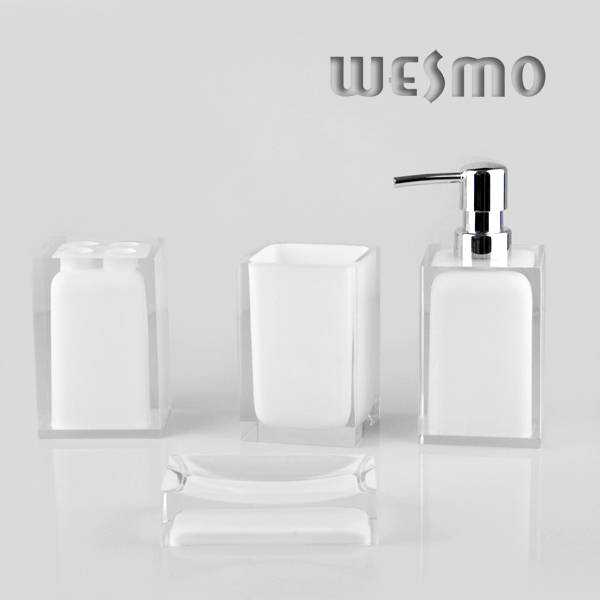 Transparent White Polyresin Bathroom Set (WBP0262D)