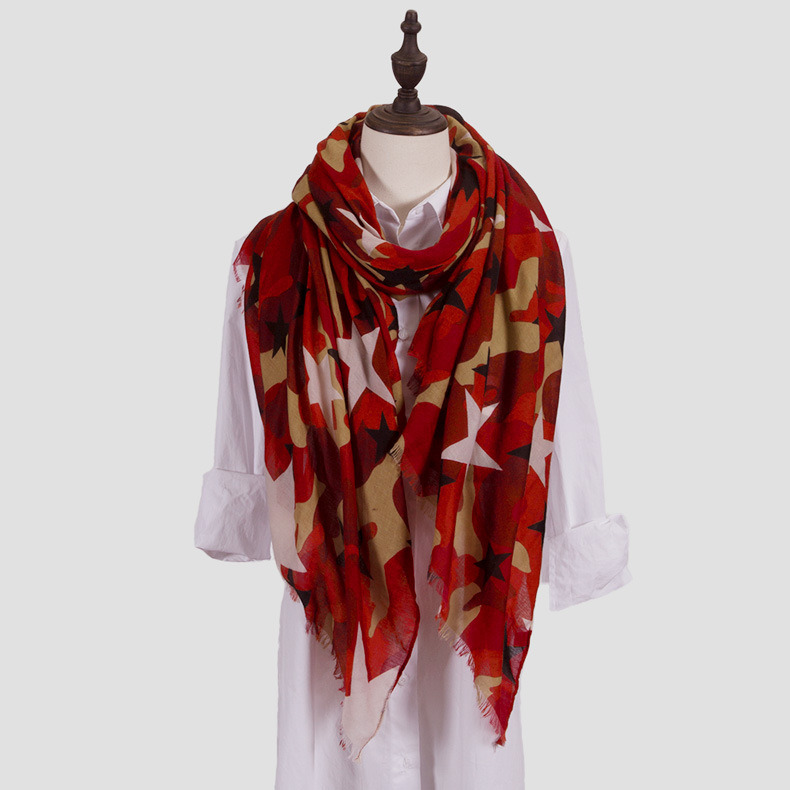 Womens Lightweight Camouflage Starred Fashion Print Shawl Wrap Scarf (SW100)