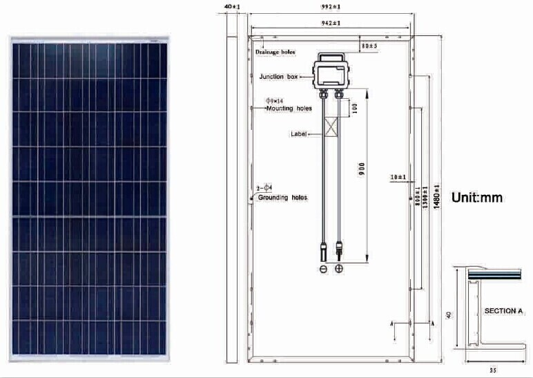 200W High Efficiency Poly-Crystalline Solar Power Panel for Home