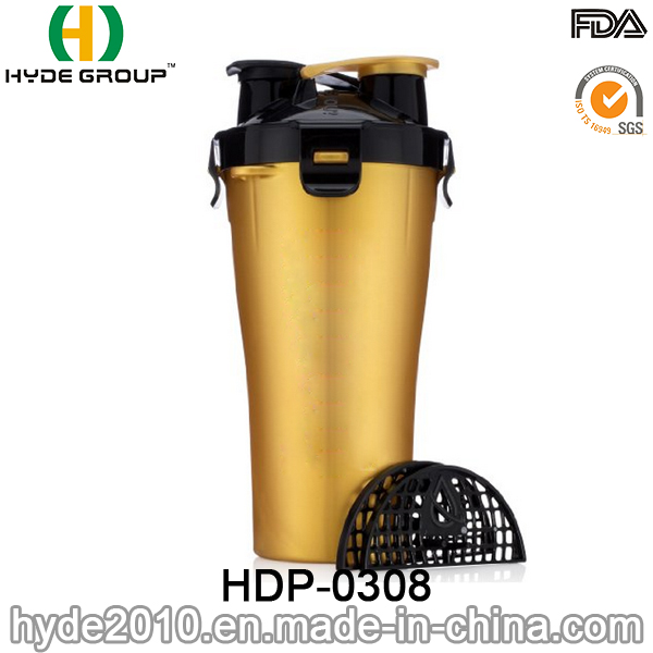 Portable Plastic BPA Free PP Shaker Bottle, Plastic Protein Powder Shaker Bottle (HDP-0308)