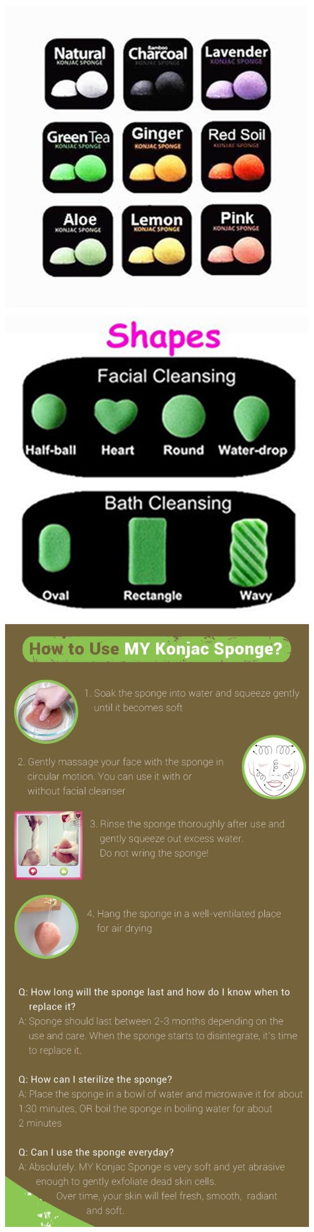 Wholesale 100% Natural Konjac Sponge for Facial Cleaning Skin Care Small Quantity Order & Customized label Enable