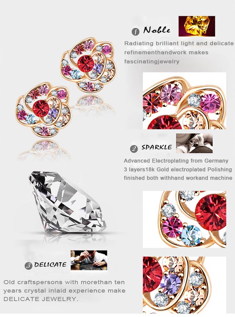 Cheap Wholesale Flower Shaped Crystal Stud Earring for Women (ER0004-C)