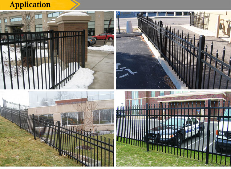 Black Powder Coated Tubular Wrought Iron Fence