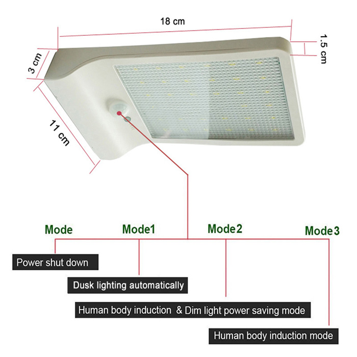 High Brightness 450lm 36 LED Solar Power PIR Motion Sensor Light Garden Security Lamp Outdoor Street Waterproof Wall Light