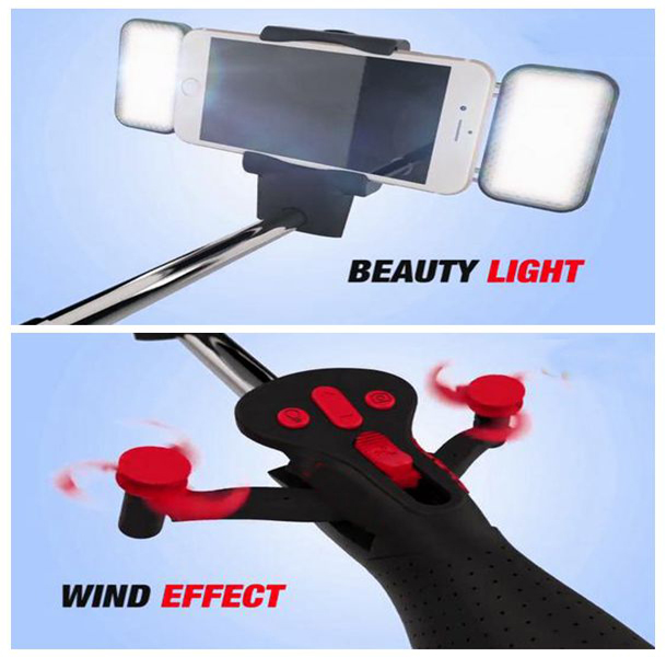 2016 New Design Selfie Stick with Fan Light