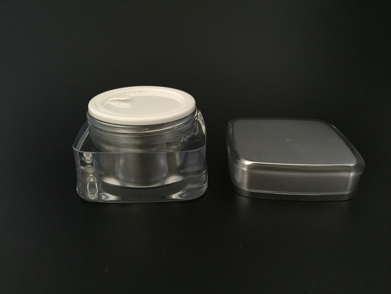 Acrylic Square Cream Jar Bottles for Cosmetic Packaging