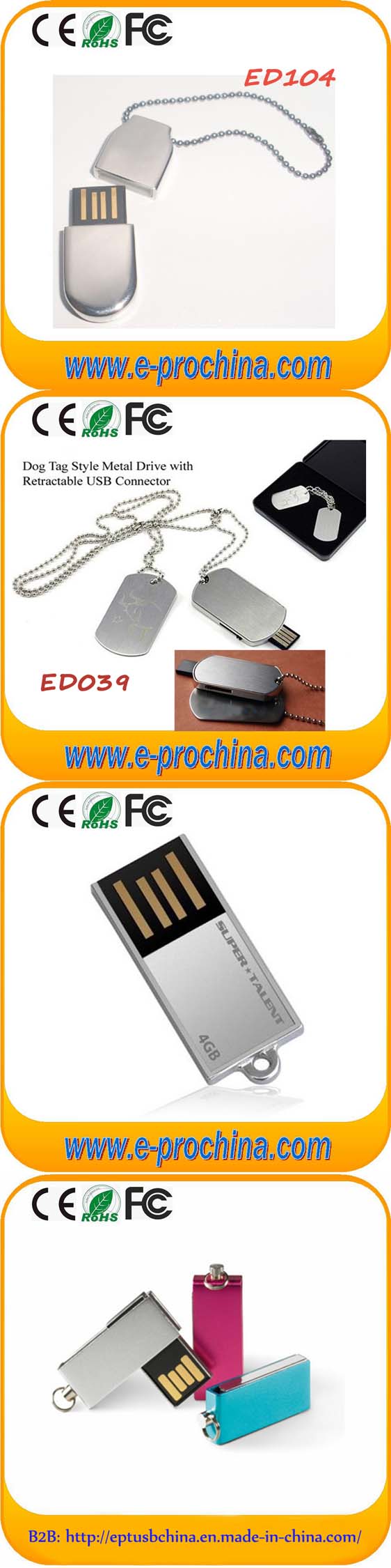 Mini USB with Water Proof USB Chips Flash Drive (ED003)