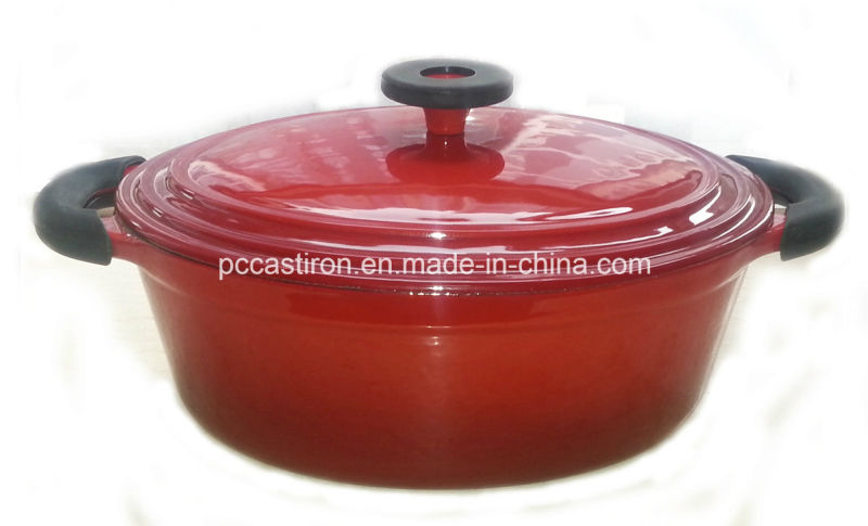 OEM Factory Oval Enamel Cast Iron Casserole in China 34X26cm