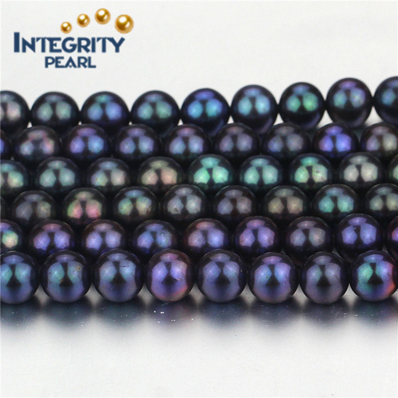 High Quality Peacock Round Shape Pearl Strands Size 7-8mm Grade AA Real Freshwater Pearl String