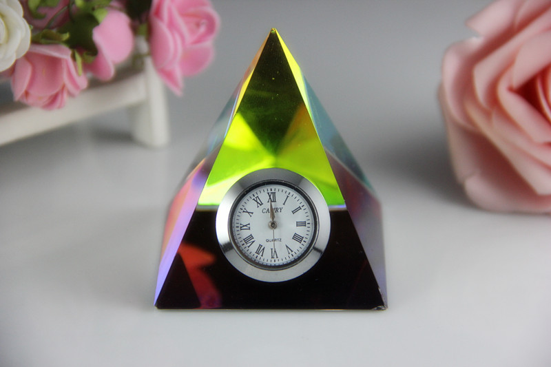 Crystal Clock/Watch Pyramid for Home Decoration Gift