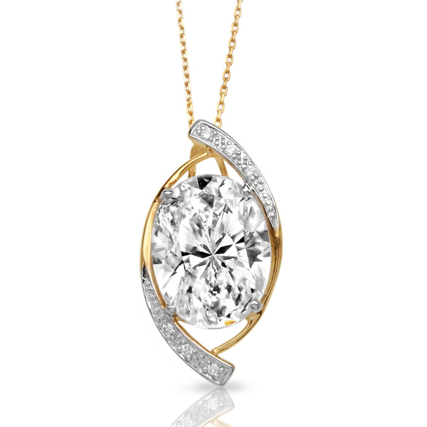 Gold Plated 925 Sterling Silver Eye Pendants with White CZ