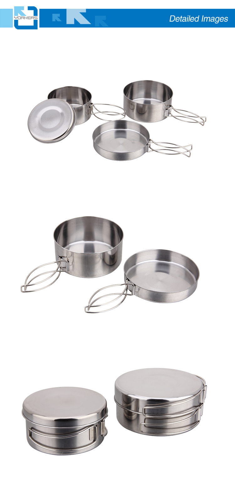 Stainless Steel Pot Pans Camping Cook Set for Picnic