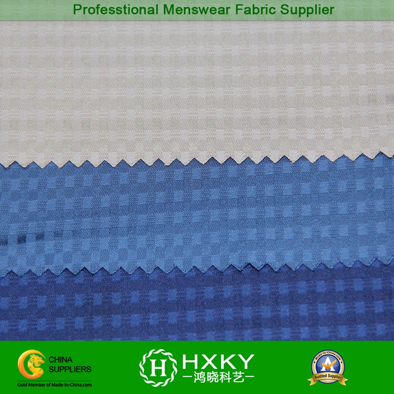 Memory Compound Poly Fabric with Checked Dobby for Garment