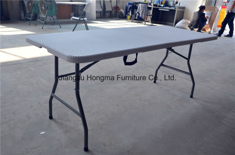 Hot 6 Foot Fold in Half Table in Rattan Look, Folding Rattan Table