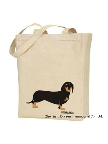 Custom Made Logo Printed Promotional Doggy Pet Natural Duty Cotton Canvas Beach Tote Hand Bag