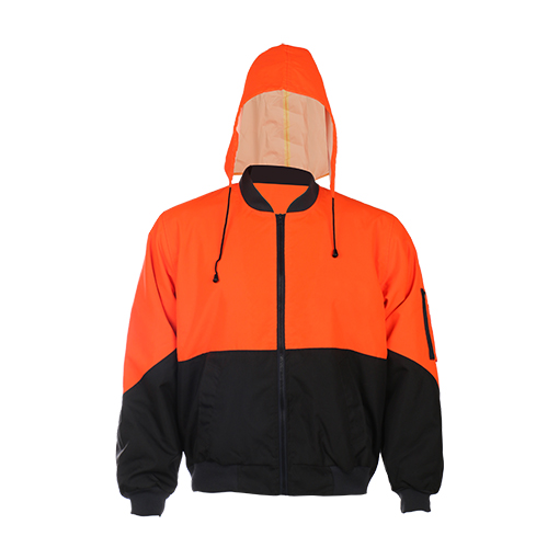 Reflective Safety Hooded Jacket Contrast Colour