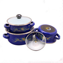 3PCS Enamel Saucepot Set with Iron/Vitreous Lid