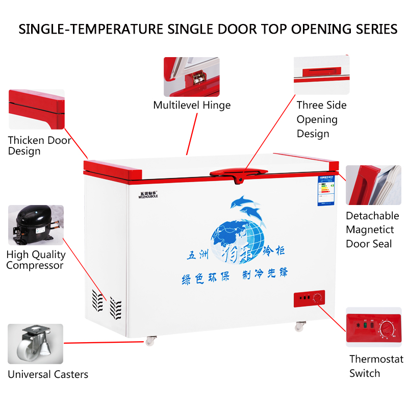 Single Temperature Top Open Single Door Direct Cooling Freezer