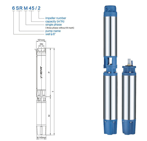 6 Inches Submersible Borehole Water Pump (6SR45/8 13KW)