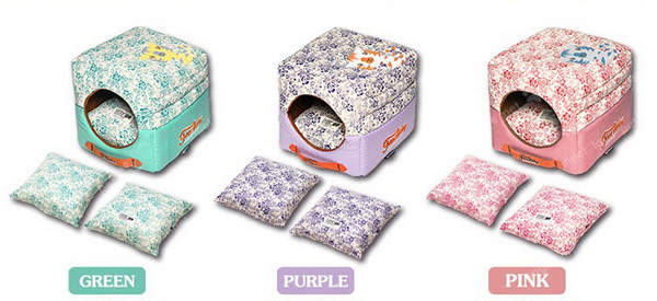 High Quality Floral Pattern Portable Square Pet Dog House&Bed