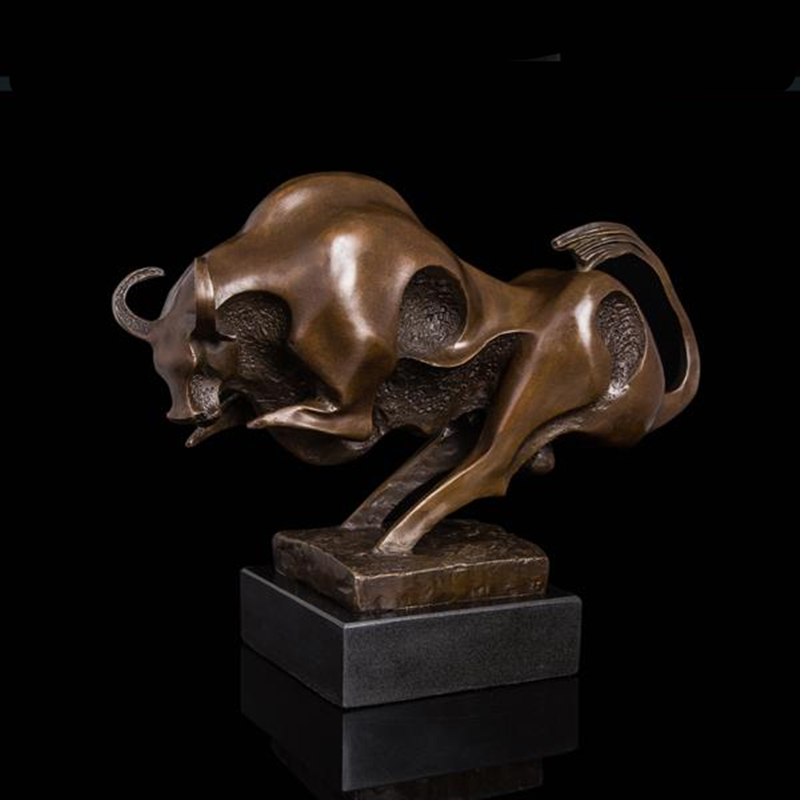 Animal Bronze Sculpture Little Cattle Home Decor Brass Statue Tpal-060