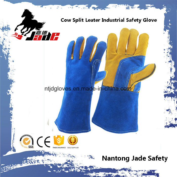 Fine Blue Cow Split Leather Industrial Safety Welding Work Glove