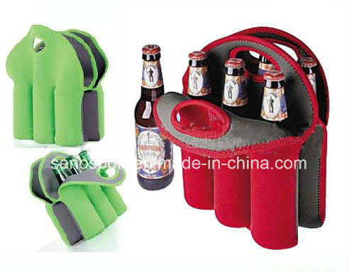 Wholesale Neoprene 6-Pack Beer Bottle Holder with Handle (SNBC04)