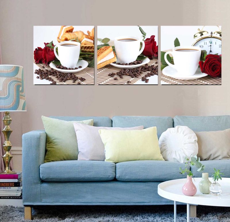 3 Panel Wall Art Oil Painting Coffee Painting Home Decoration Canvas Prints Pictures for Living Room Framed Art Mc-259