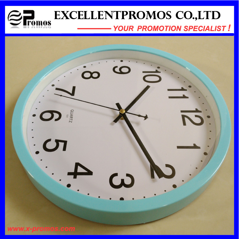 Blue Frame 12 Inch Round Plastic Wall Clock (EP-101)
