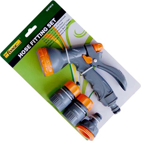 ABS Garden Hose Fitting Set with Hose Connector, Adaptor, Spray Gun