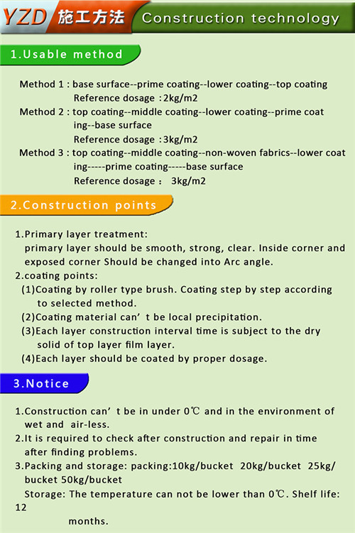 One-Component Cold Applied Moisture Curing Polyurethane Waterproofing Coating