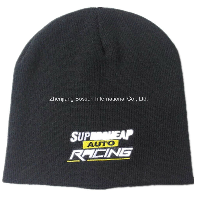 OEM Produce Customized Logo Sports Embroidered Acrylic Winter Knitted Beanie Cap